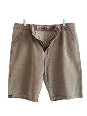 ESLEY ~ Men's Durable Khaki Shorts with Ribbed Striping and Pockets size 36